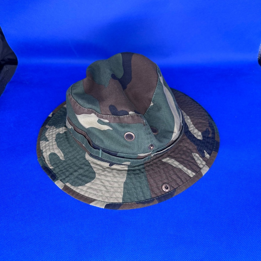 Mirmaru Woodland Camo Boonie Bucket Hat L/XL Adjustable Chin Strap Sun Hat Camp - Picture 2 of 4